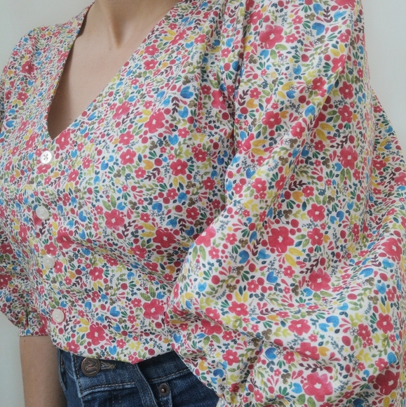 Top crop with big sleeve 100% organic cotton new handmade made in Canada XS - Picture 2 of 6